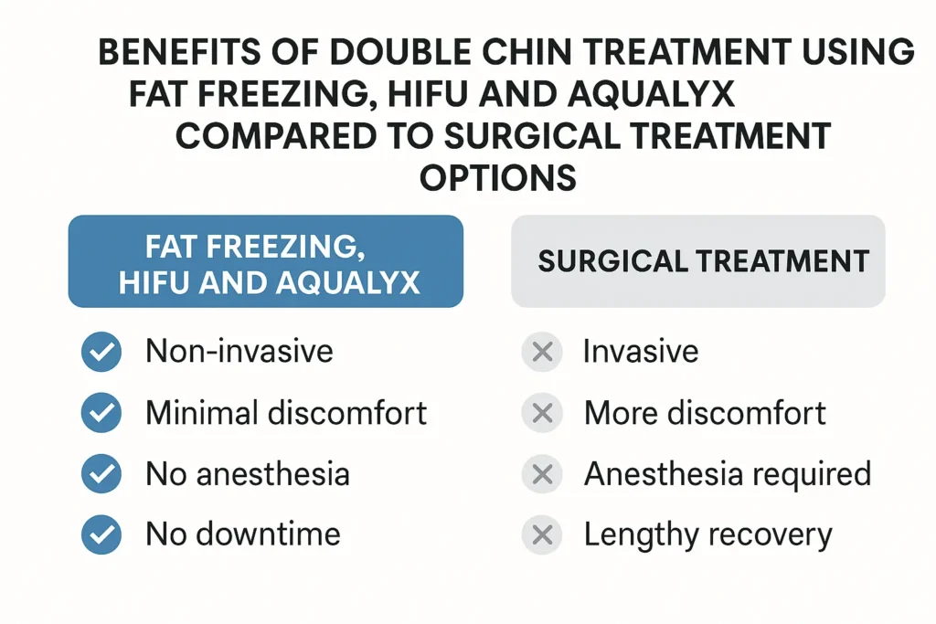 Graphic about the benefits of double chin treatment Tilbury - from LA LIPO