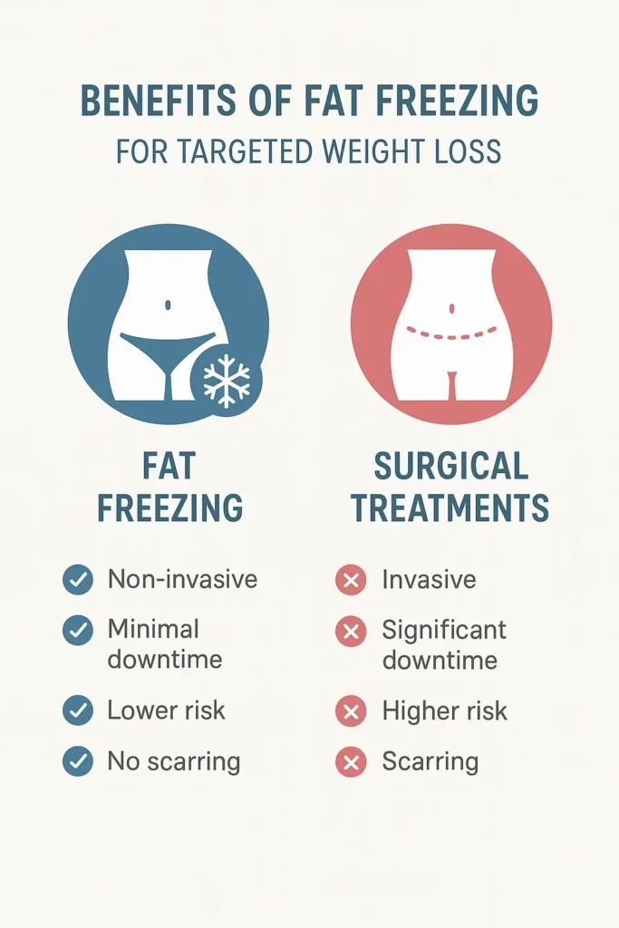 graphic showing the benefits of fat freezing Tilbury