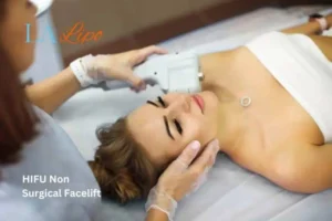 Woman having Hi-Fu to reduce wrinkles Tilbury.