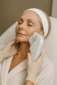 Woman receiving HIFU non surgical facelift treatment Tilbury