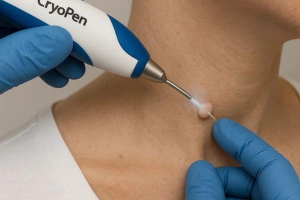 Person receiving Cryotherapy skin tag removal Tilbury